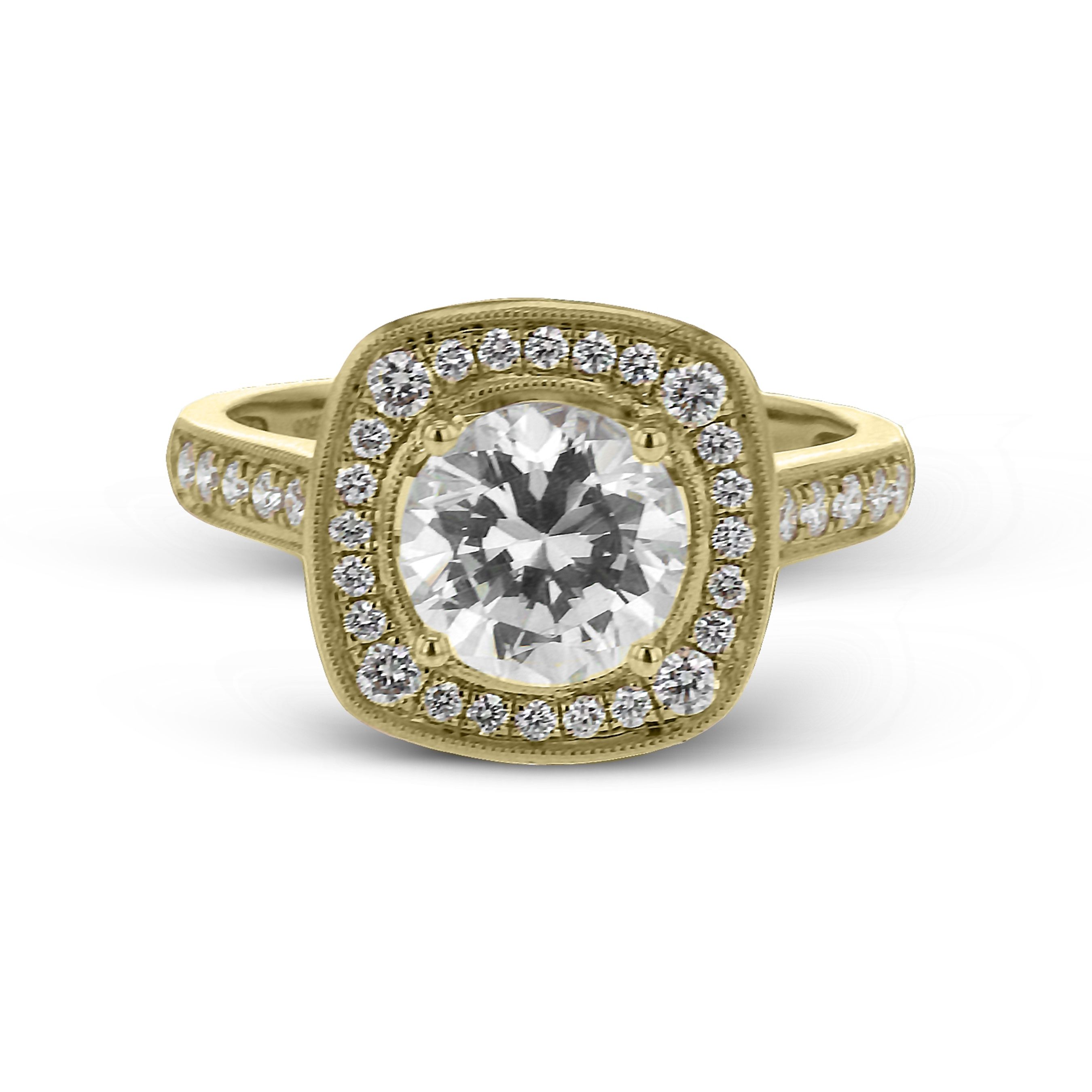 NR514-A Classic Romance Collection Yellow Gold Round Cut Engagement Ring