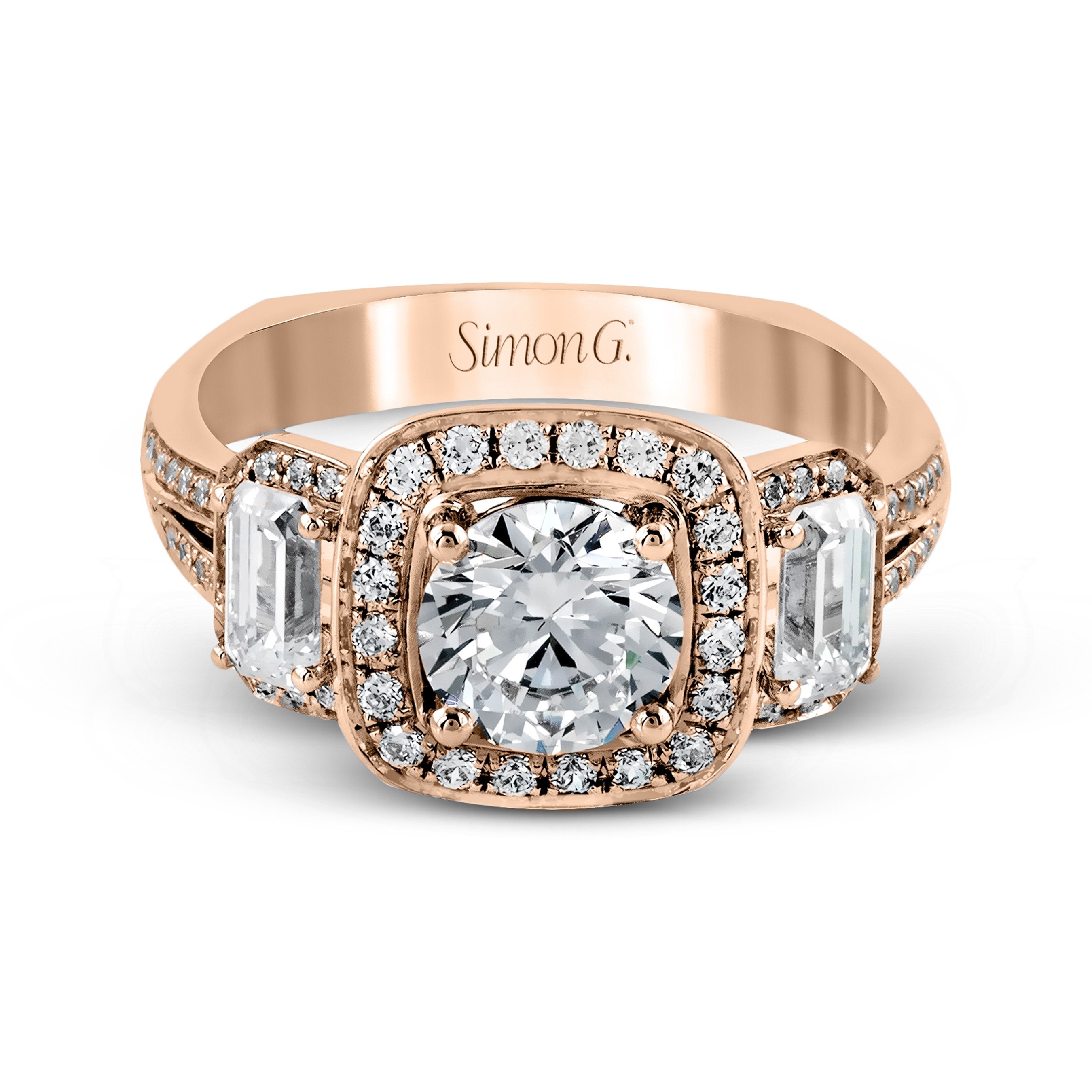 TR446 Passion Collection Rose Gold Round Cut Engagement Ring