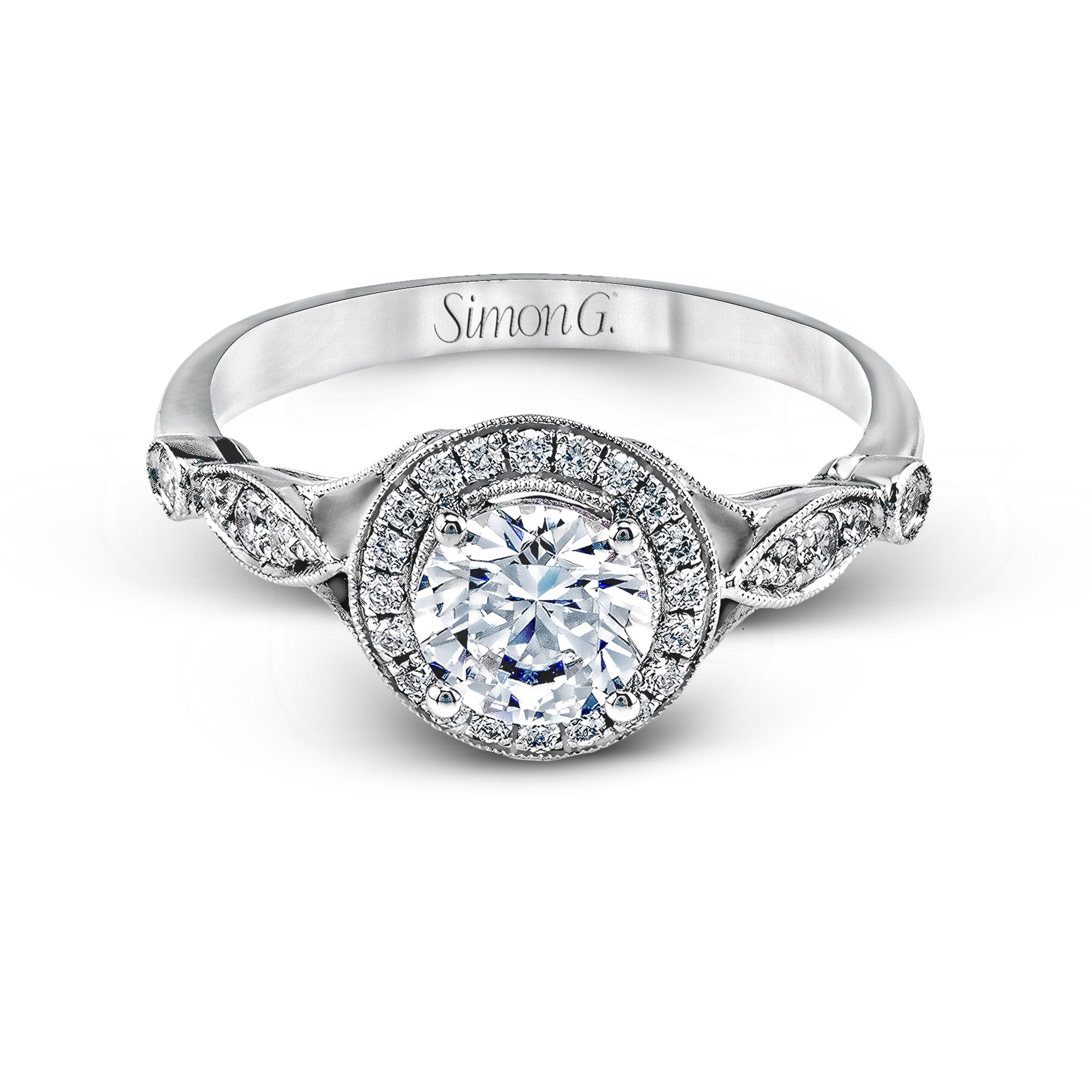 TR523 Passion Collection Platinum Round Cut Engagement Ring