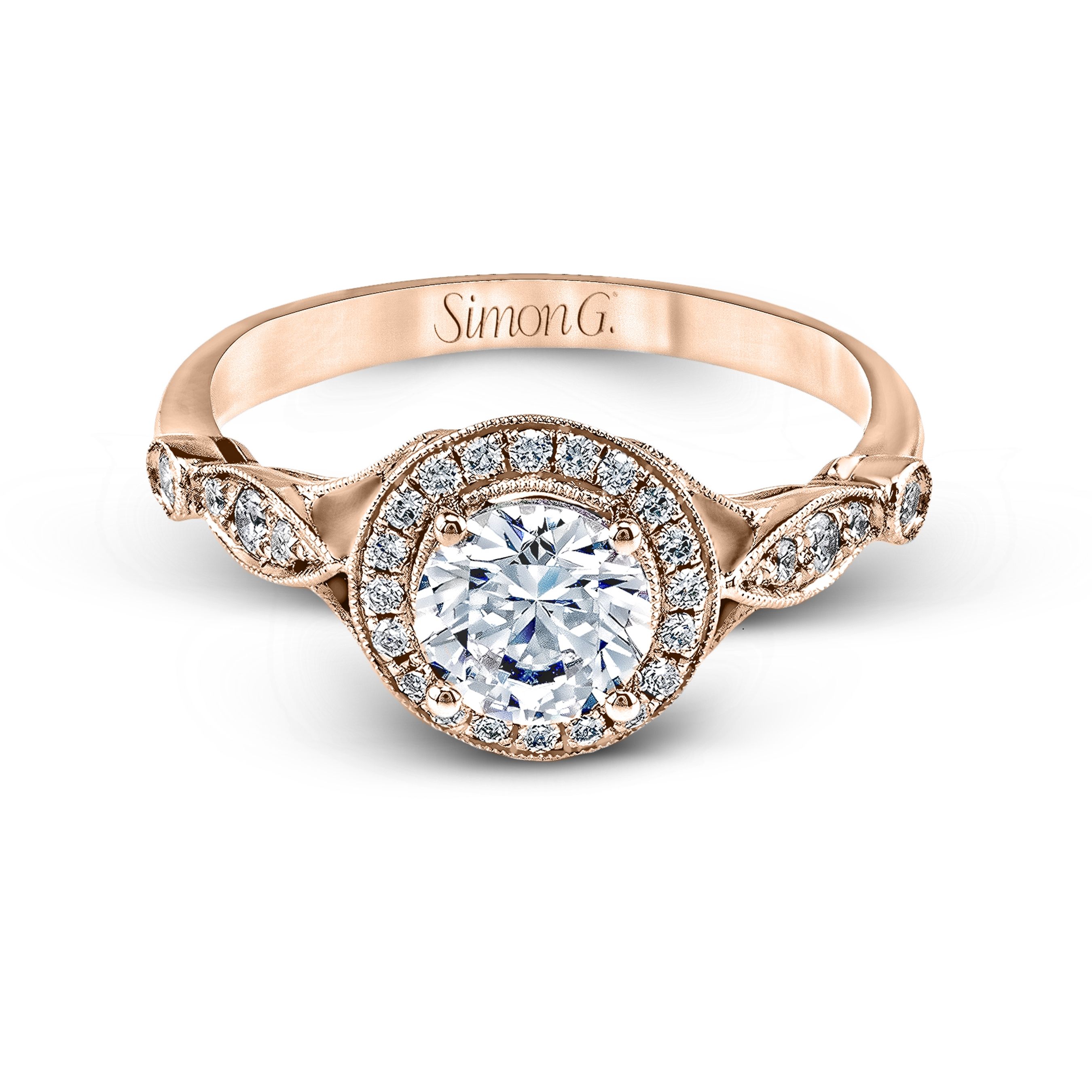 TR523 Passion Collection Rose Gold Round Cut Engagement Ring