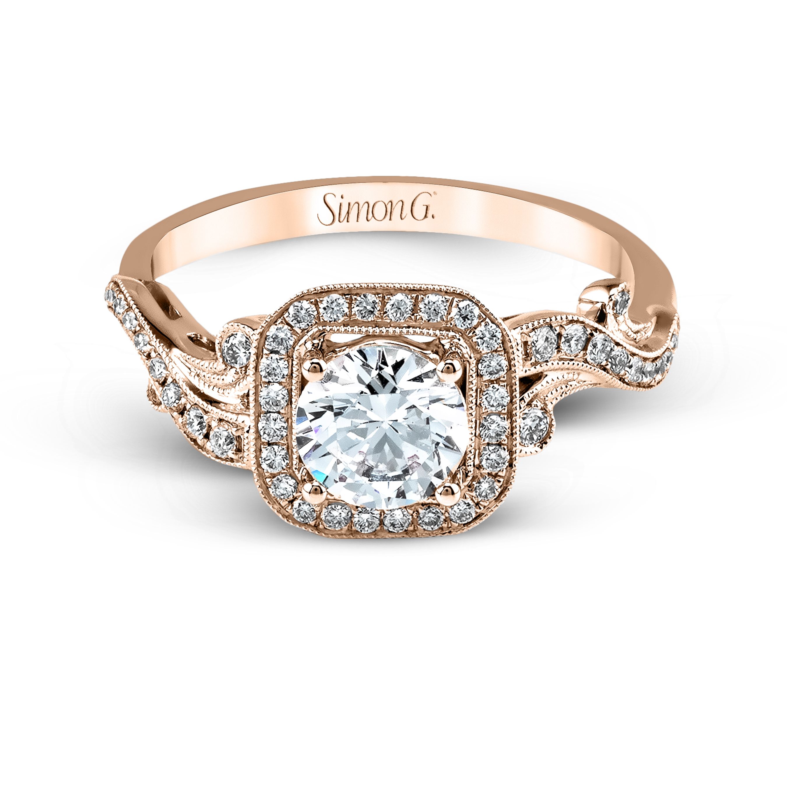 TR524 Passion Collection Rose Gold Round Cut Engagement Ring