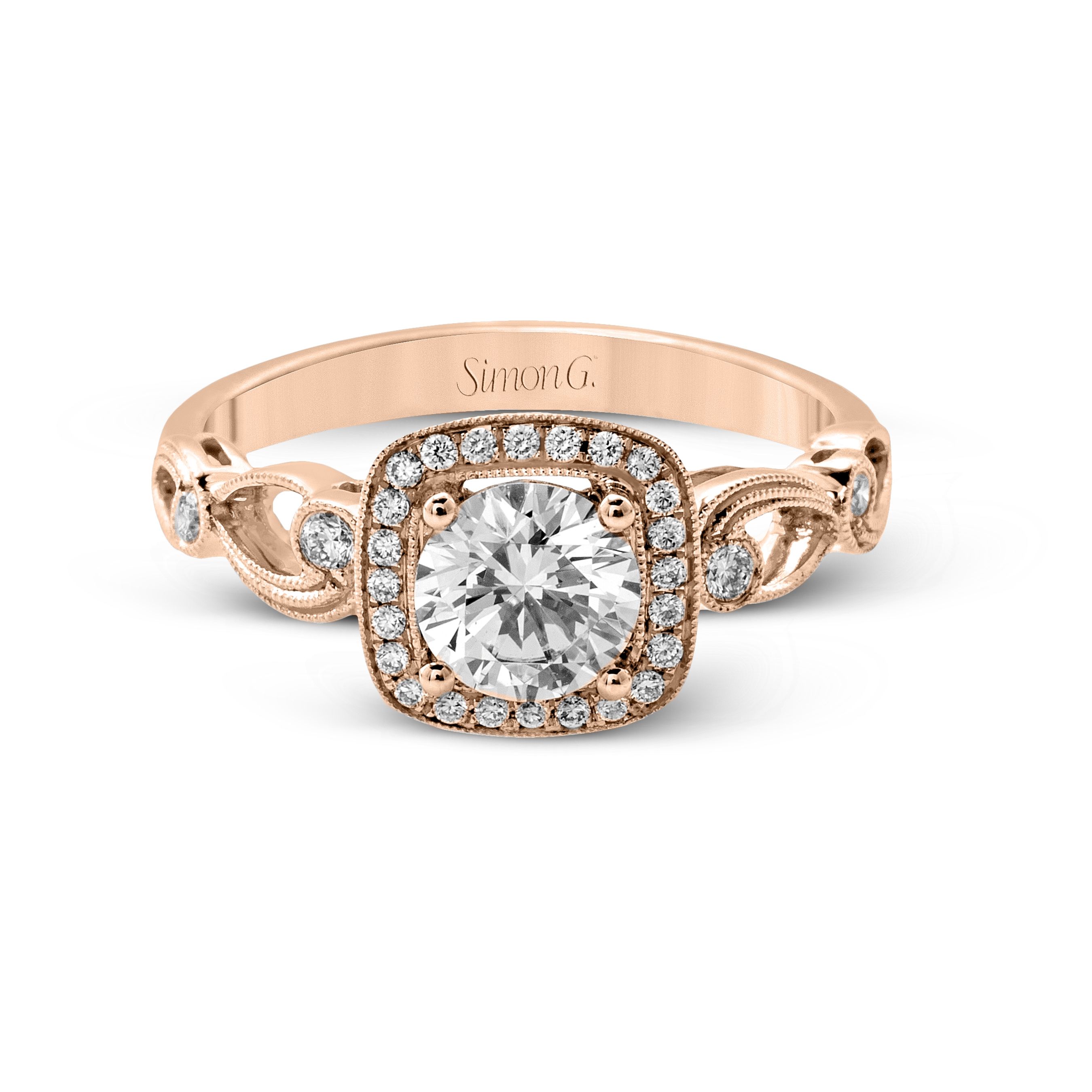 TR526 Passion Collection Rose Gold Round Cut Engagement Ring