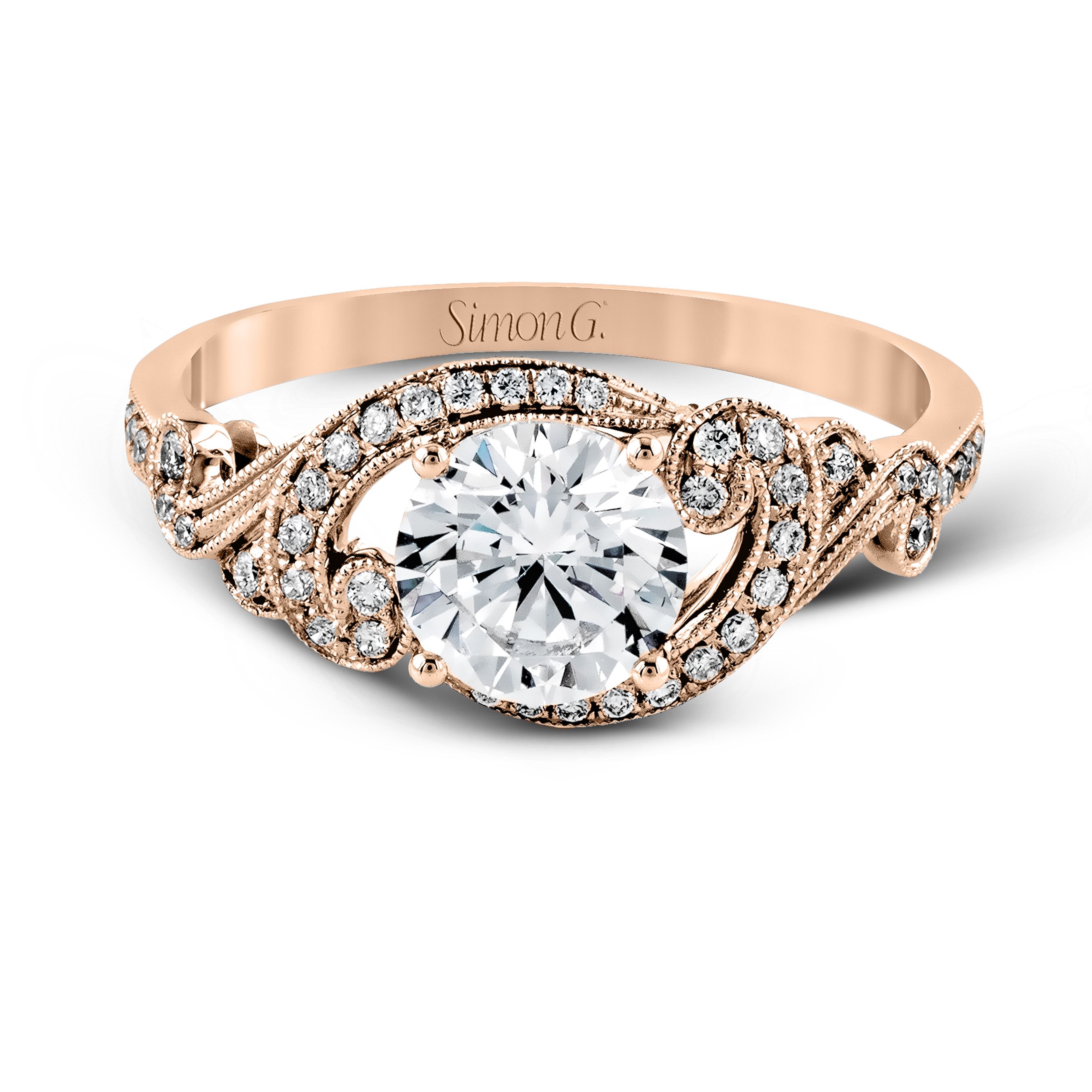 TR529 Vintage Explorer Collection Rose Gold Round Cut Engagement Ring