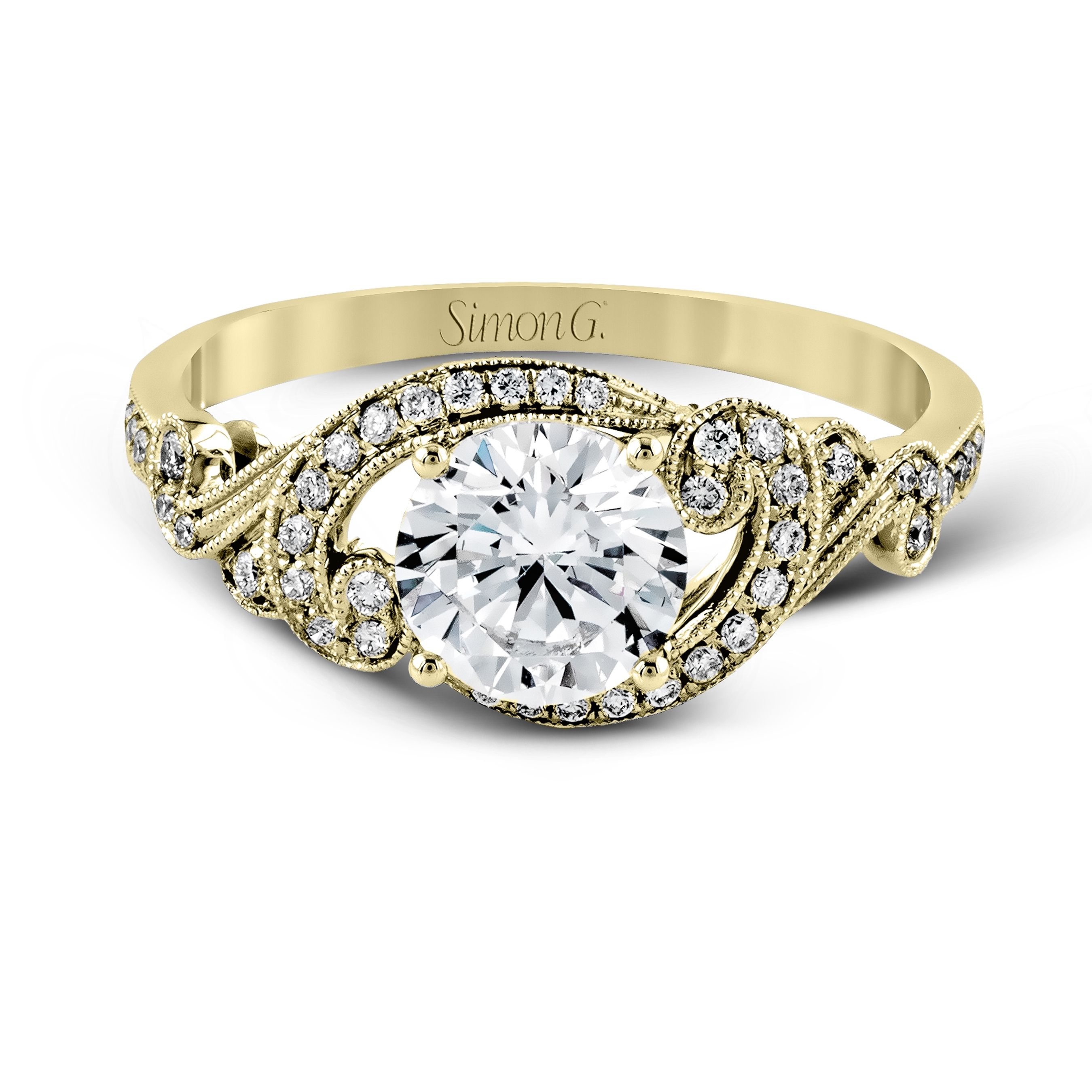 TR529 Vintage Explorer Collection Yellow Gold Round Cut Engagement Ring