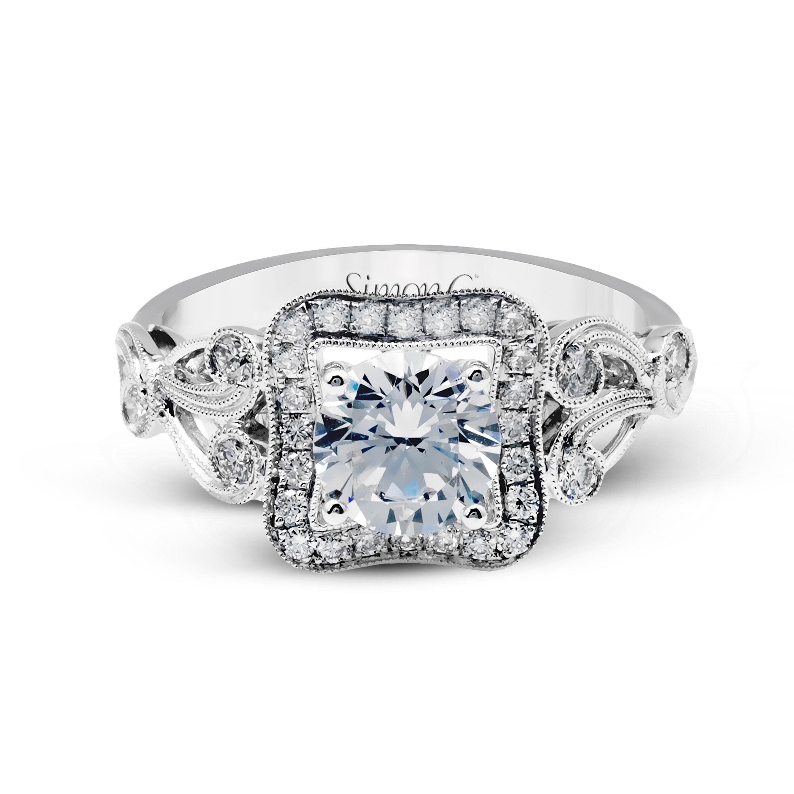 TR549 Passion Collection Platinum Round Cut Engagement Ring