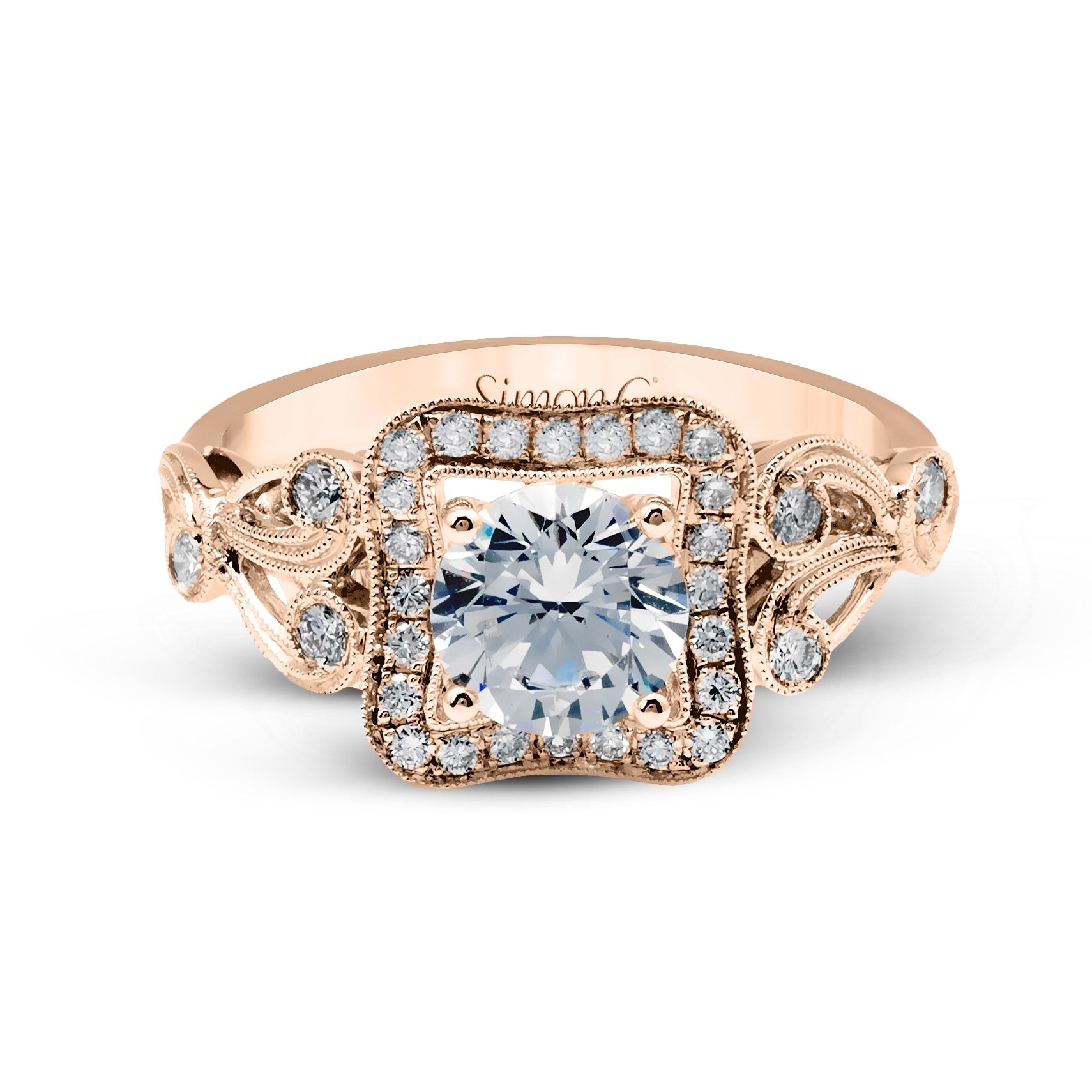 TR549 Passion Collection Rose Gold Round Cut Engagement Ring
