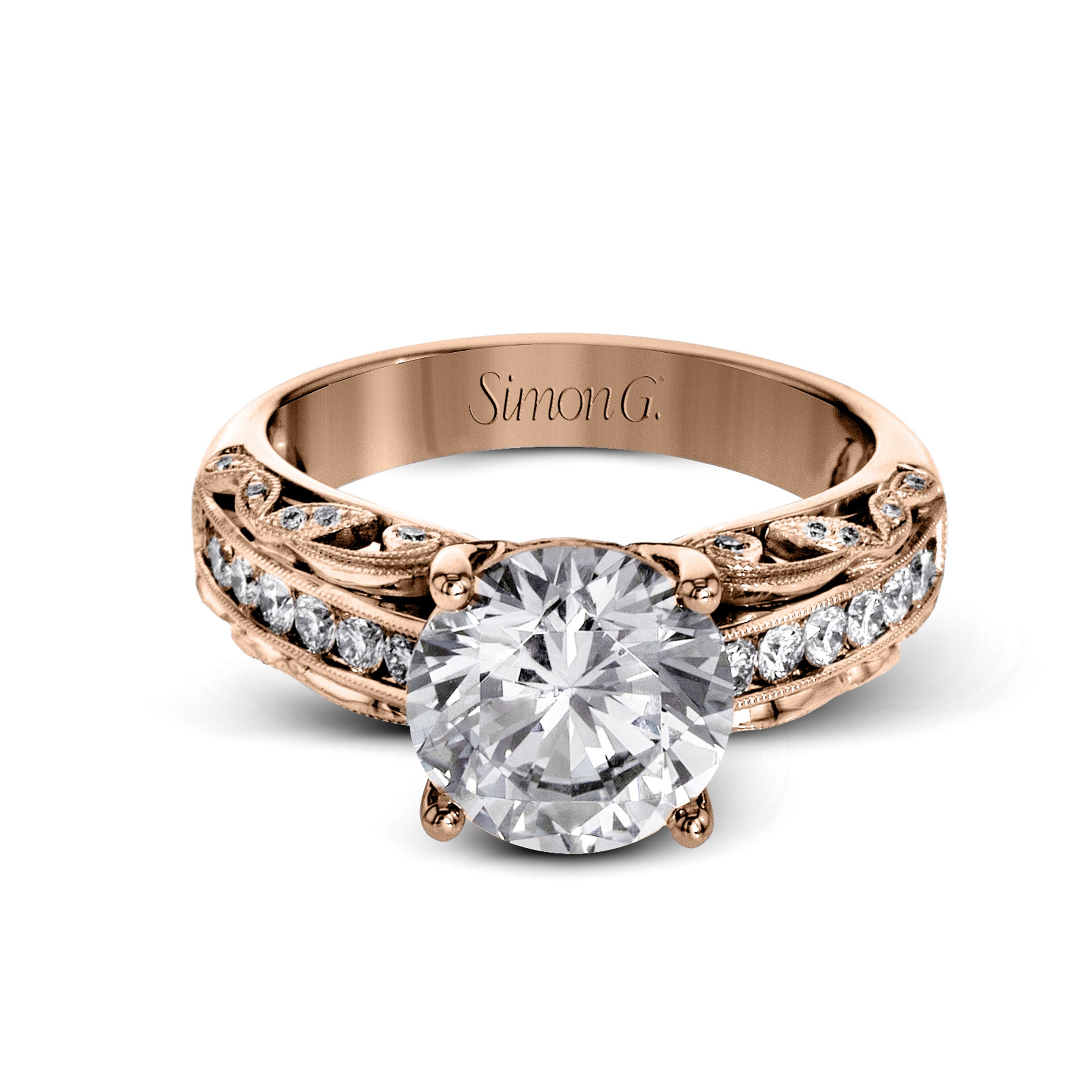 TR622 Garden Collection Rose Gold Round Cut Engagement Ring