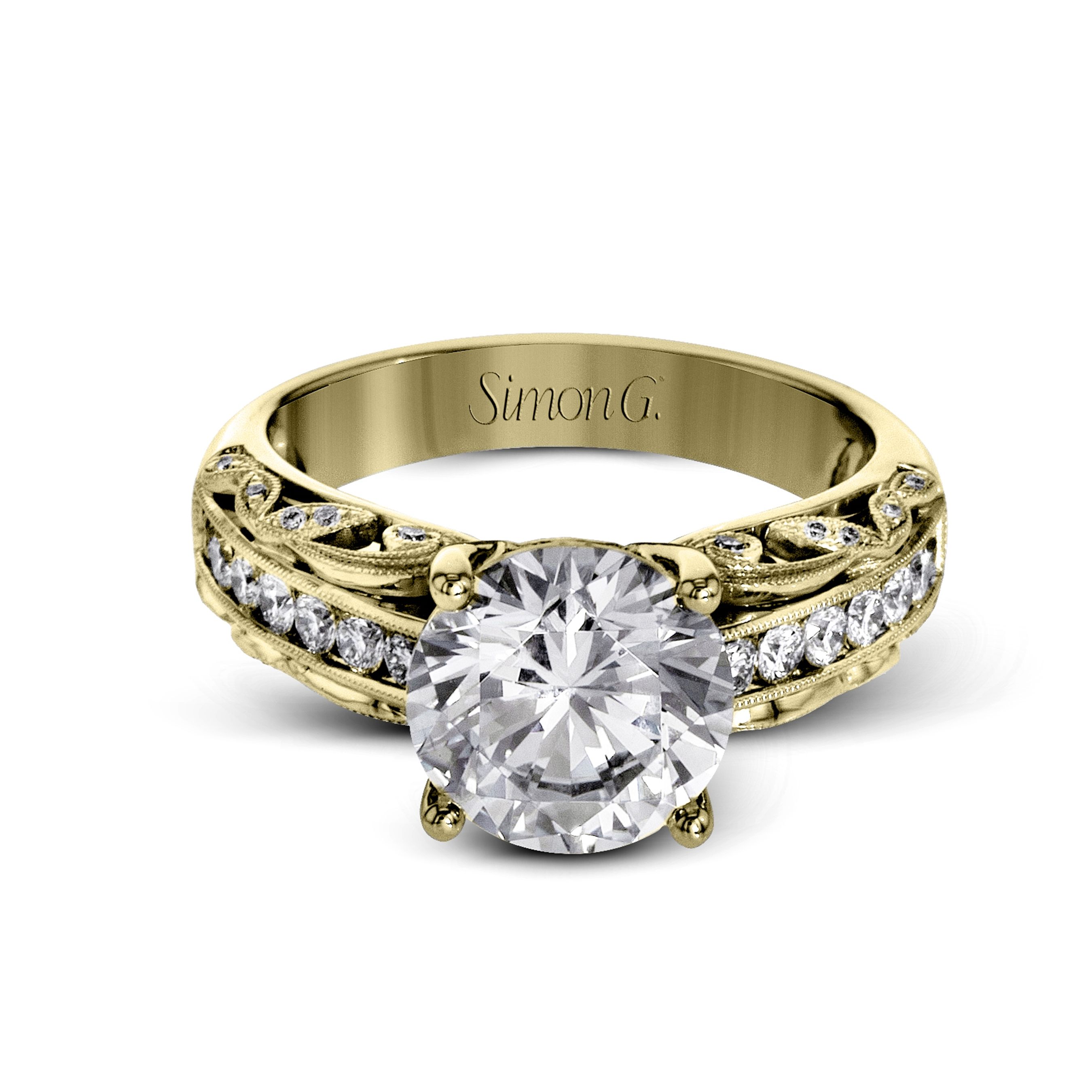 TR622 Garden Collection Yellow Gold Round Cut Engagement Ring