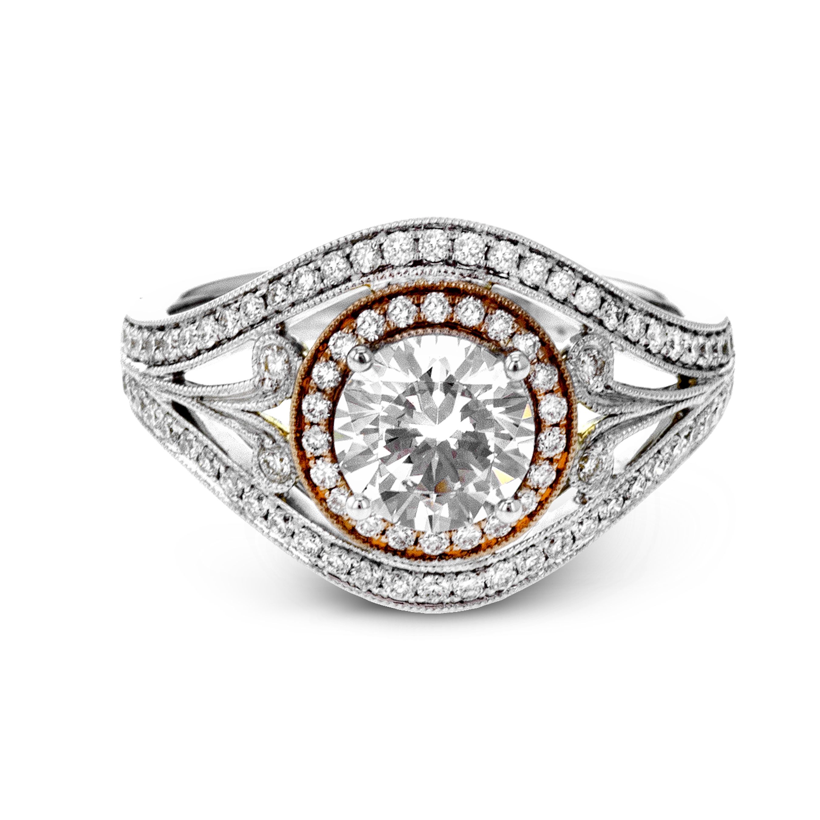 TR628 Platinum and Rose Gold Round Cut Engagement Ring