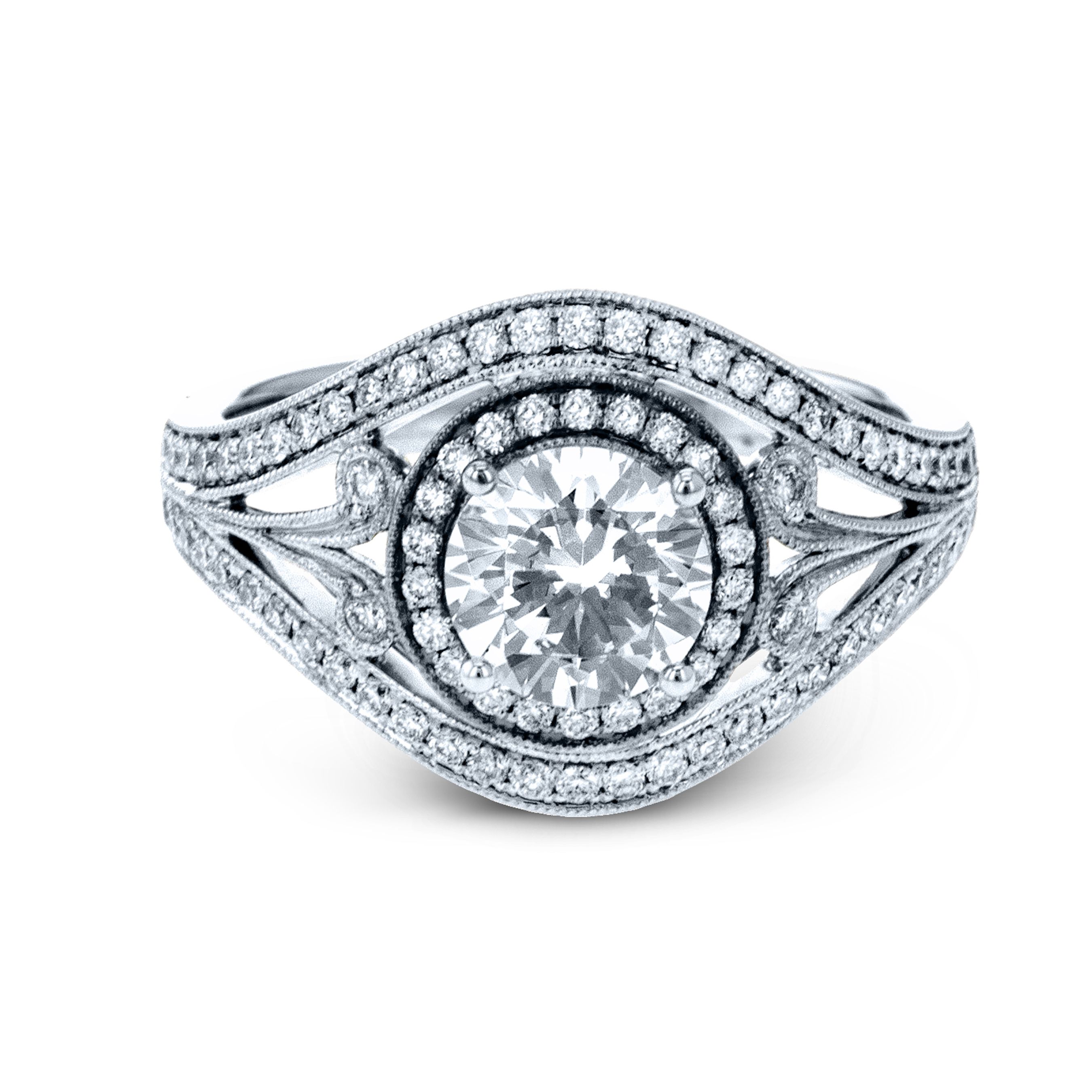 TR628 Passion Collection Platinum Round Cut Engagement Ring