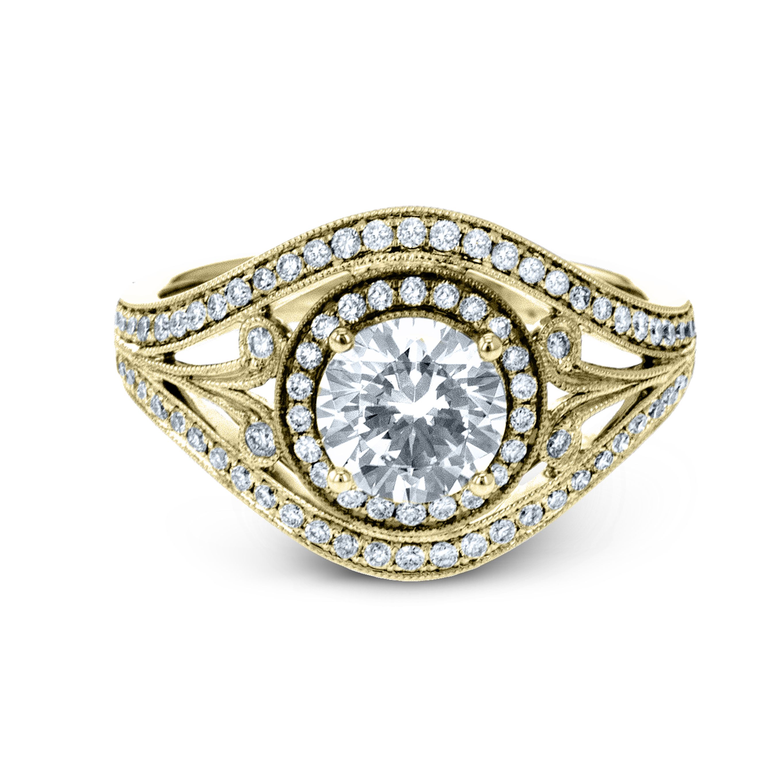 TR628 Passion Collection Yellow Gold Round Cut Engagement Ring