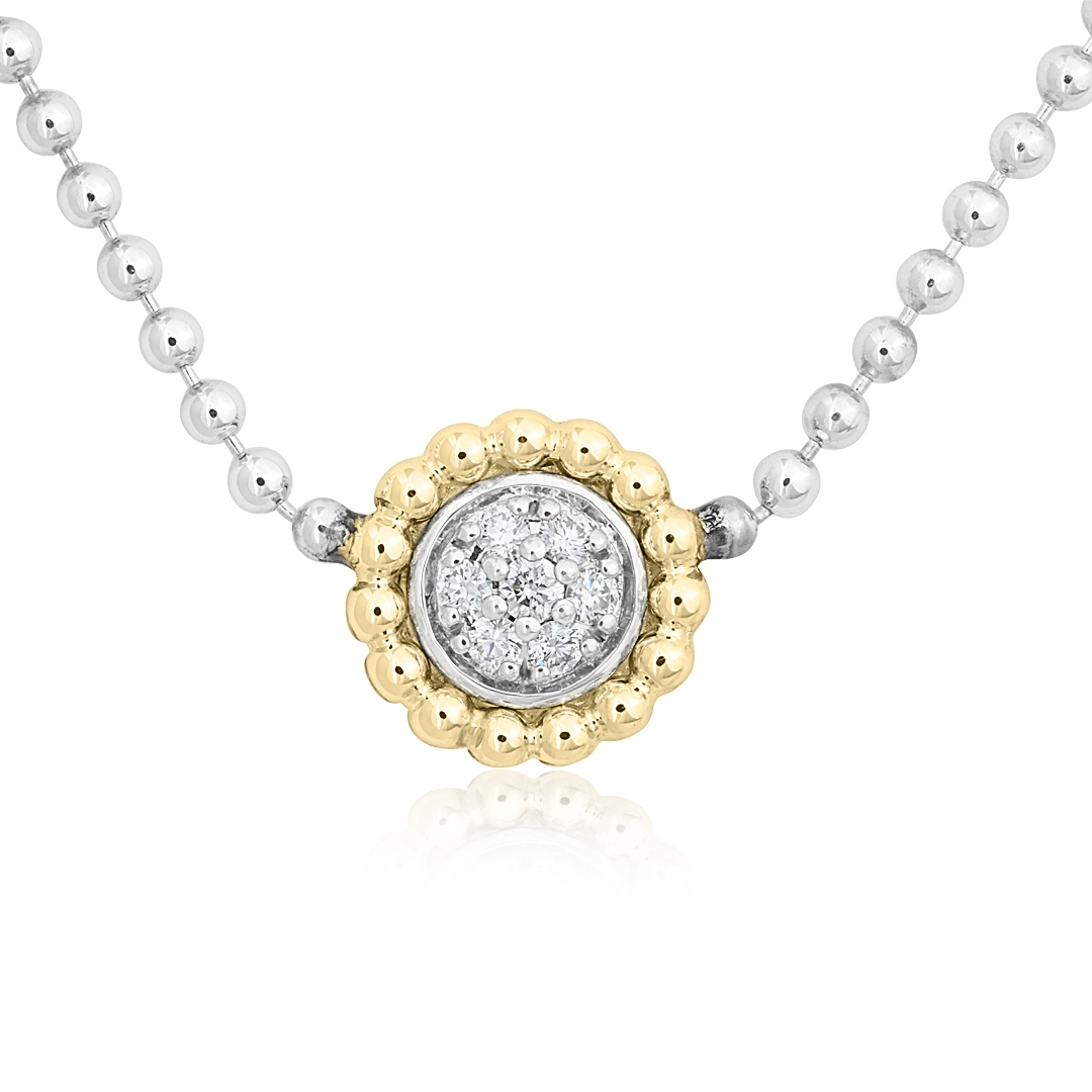 Sterling Silver and Diamond Caviar Necklace