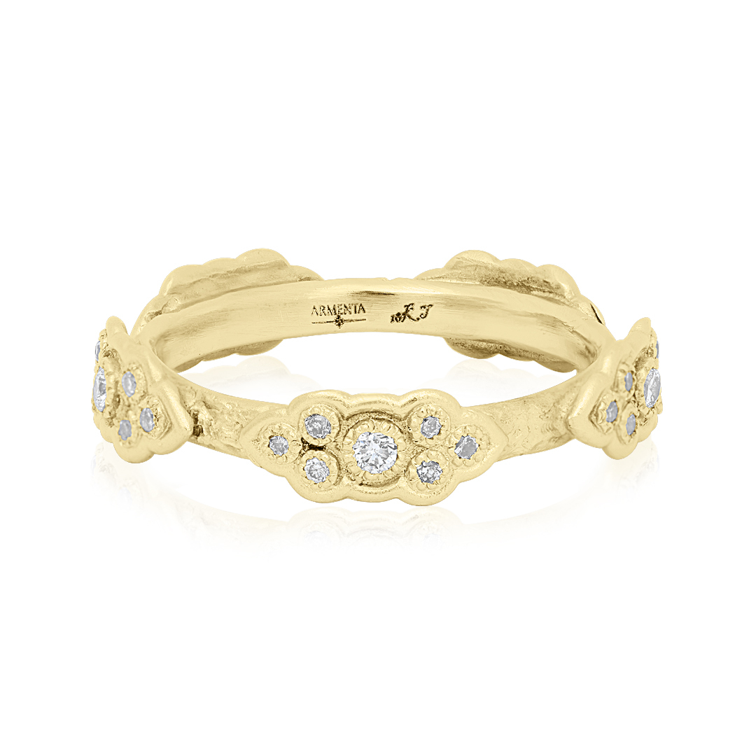 Armenta 18K Yellow Gold Old World Collection Yellow Gold Band With Diamonds