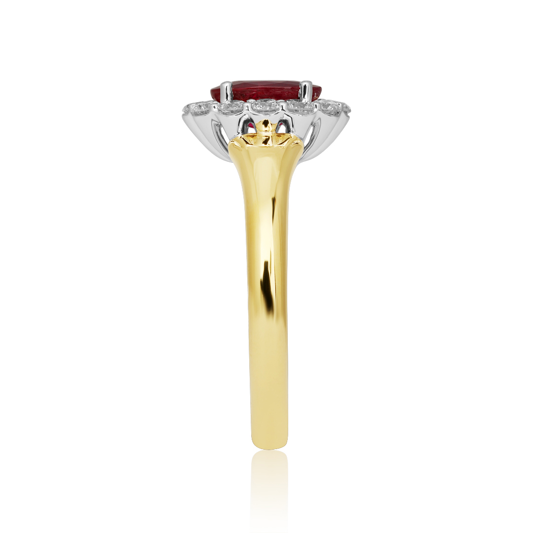 TIVOL 18K Yellow Gold Ring with Rubies and Diamonds