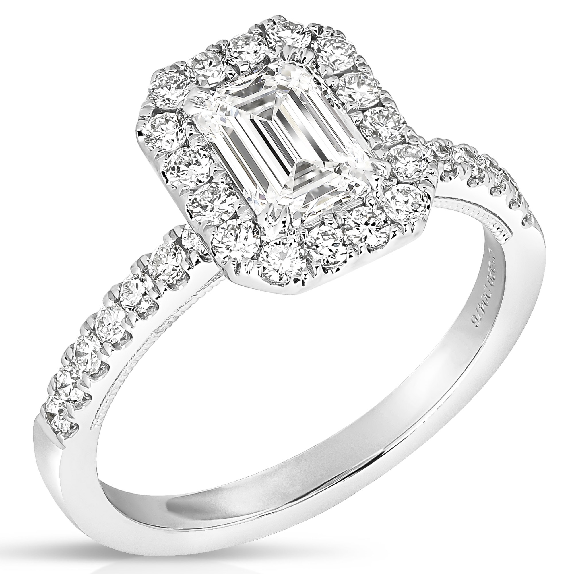 Mens engagement ring set with 2 Carat Emerald Lab Diamond H VS2