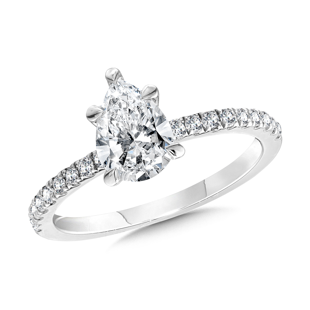 1 3/4ctw Pear Lab Grown Diamond White Gold Engagement Ring