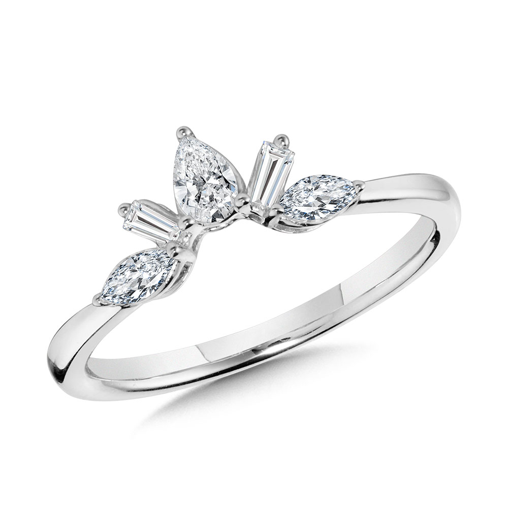 .33ctw HI I1 14KW Pear, Marquise and Baguette cut diamond curved band