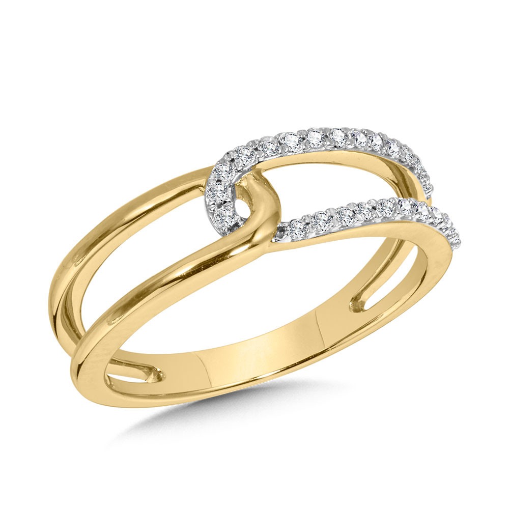 Yellow Gold 1/6ctw Diamond Paperclip Split Shank Band