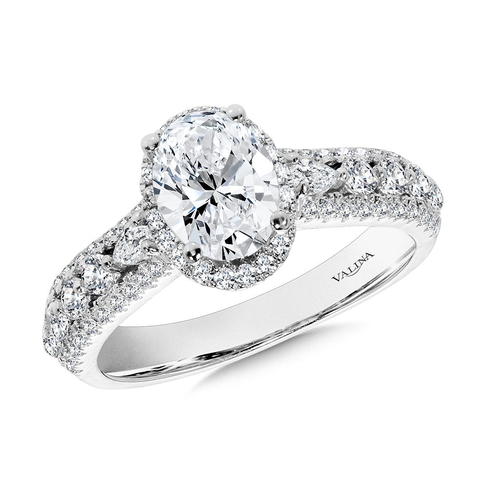 White Gold Oval Cut Halo Diamond Engagement Ring l VALINA