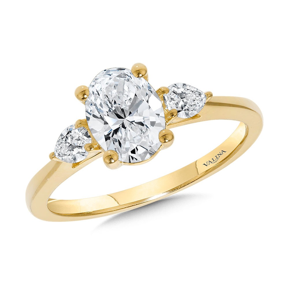 Yellow Gold Oval Three-Stone Diamond Engagement Ring l VALINA