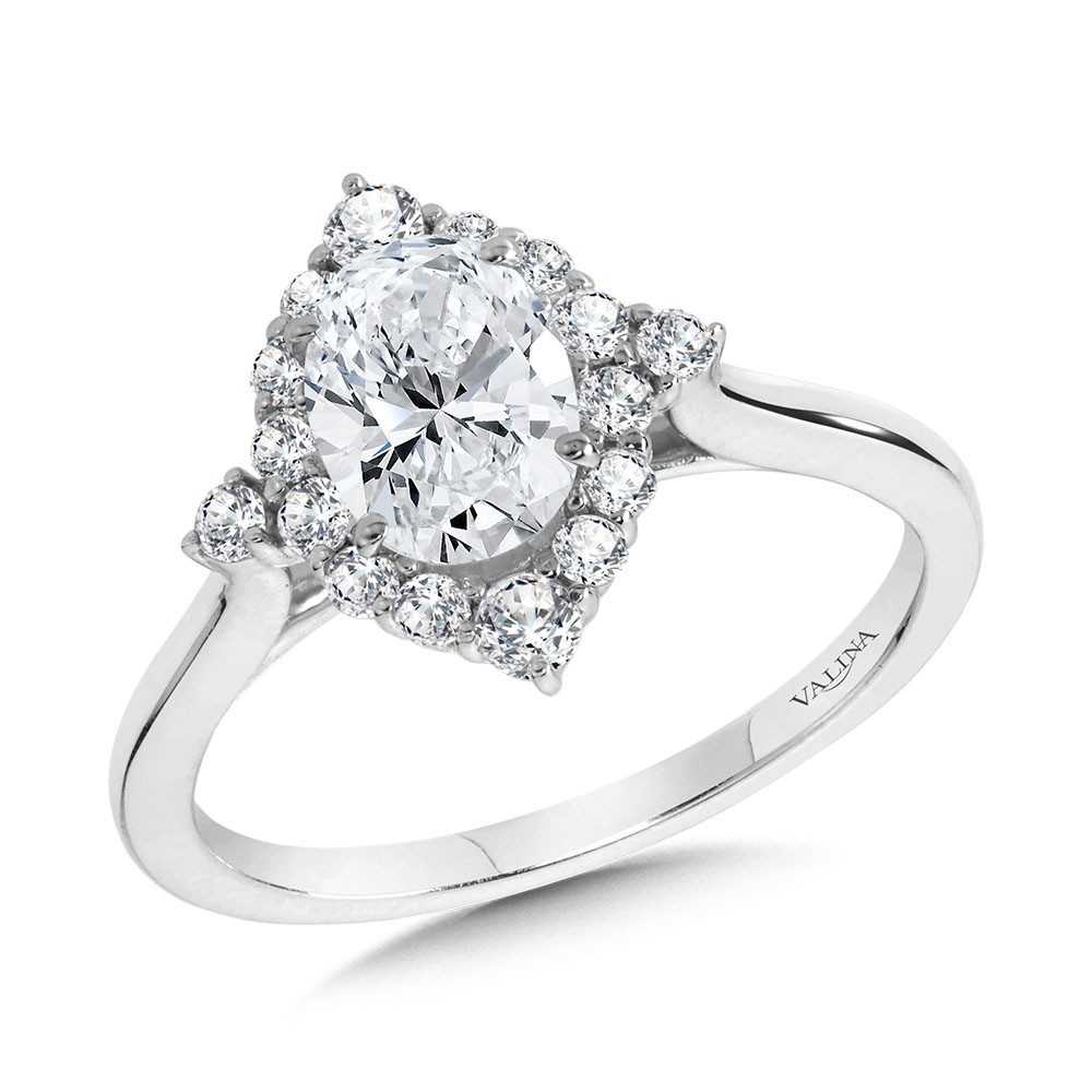 White Gold Oval Diamond Halo Engagement Ring l VALINA