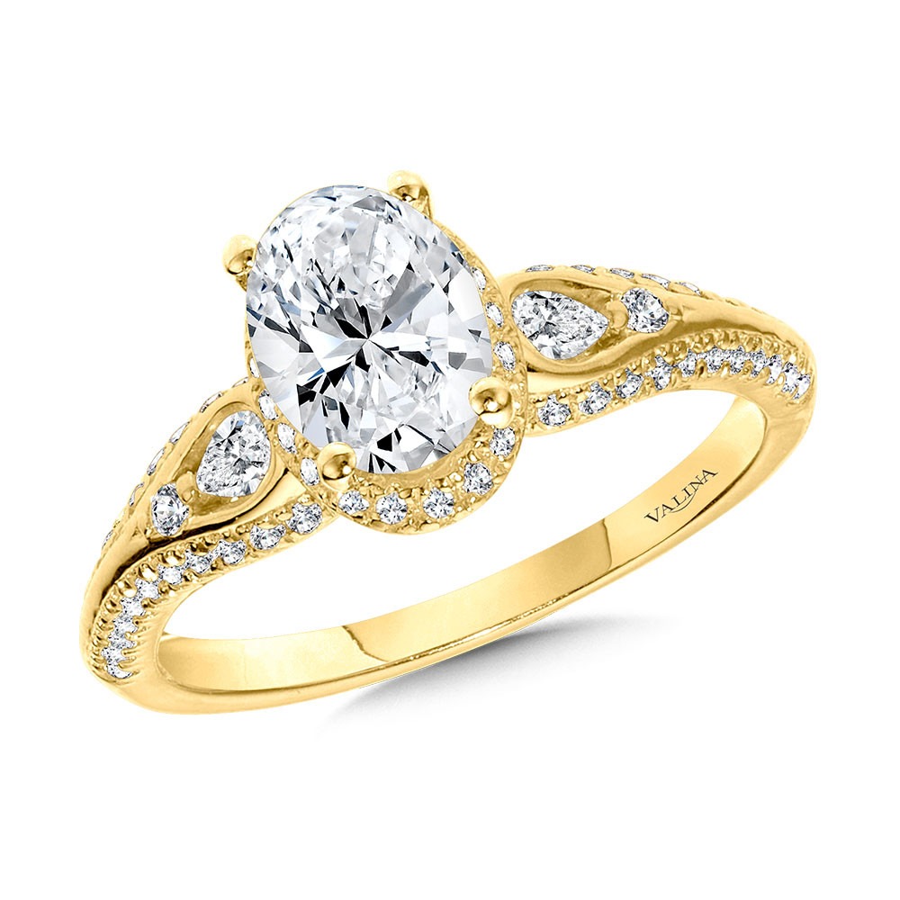 Yellow Gold Oval cut 2/5ctw Diamond Engagement Ring