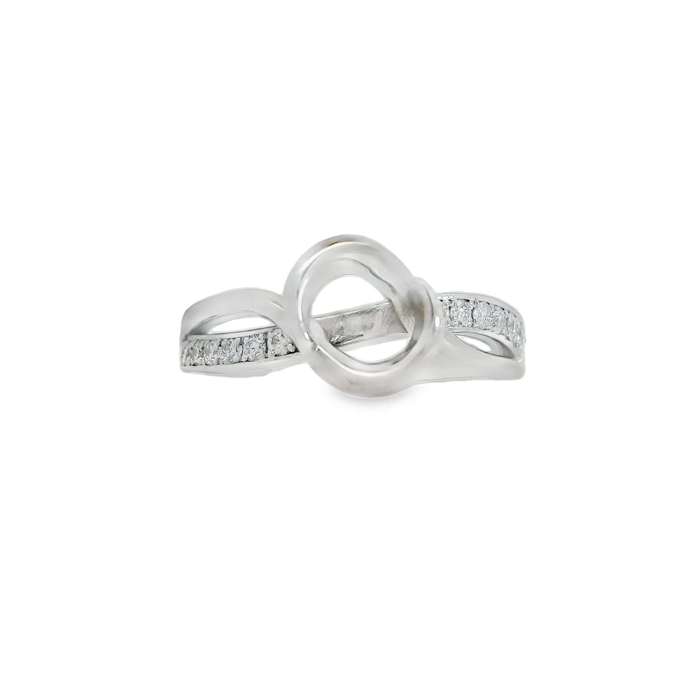 .22cts H SI1-2 14KW Diamond and Polished Band Semi-Mount ring 1/2 Bezel-set for 1.00ct round