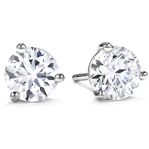 HEARTS ON FIRE 1 1/2ctw Diamond Three Prong Stud Earrings in 18K White Gold