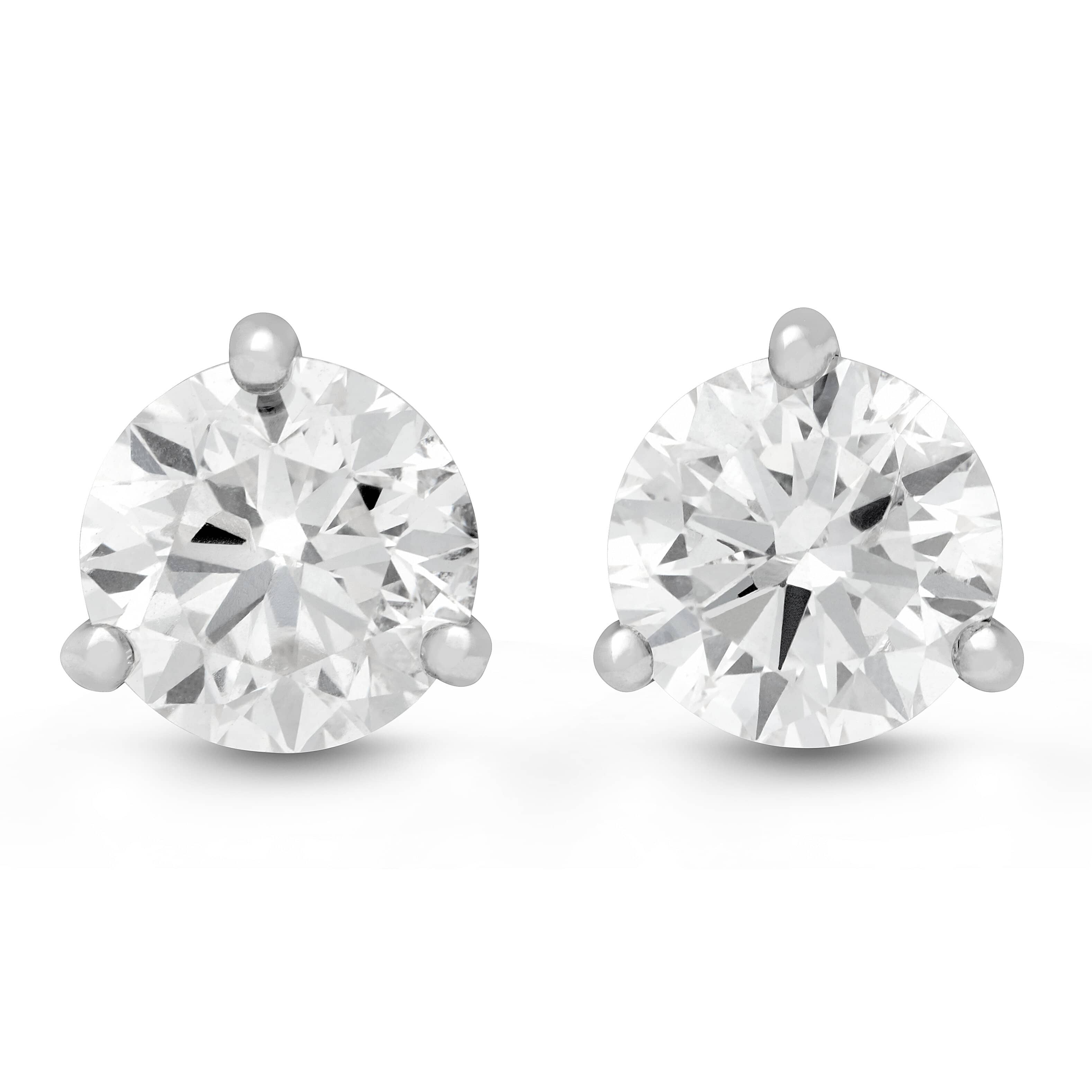 4/5ctw Round Diamond Solitaire White Gold Stud Earrings l 3-Prong