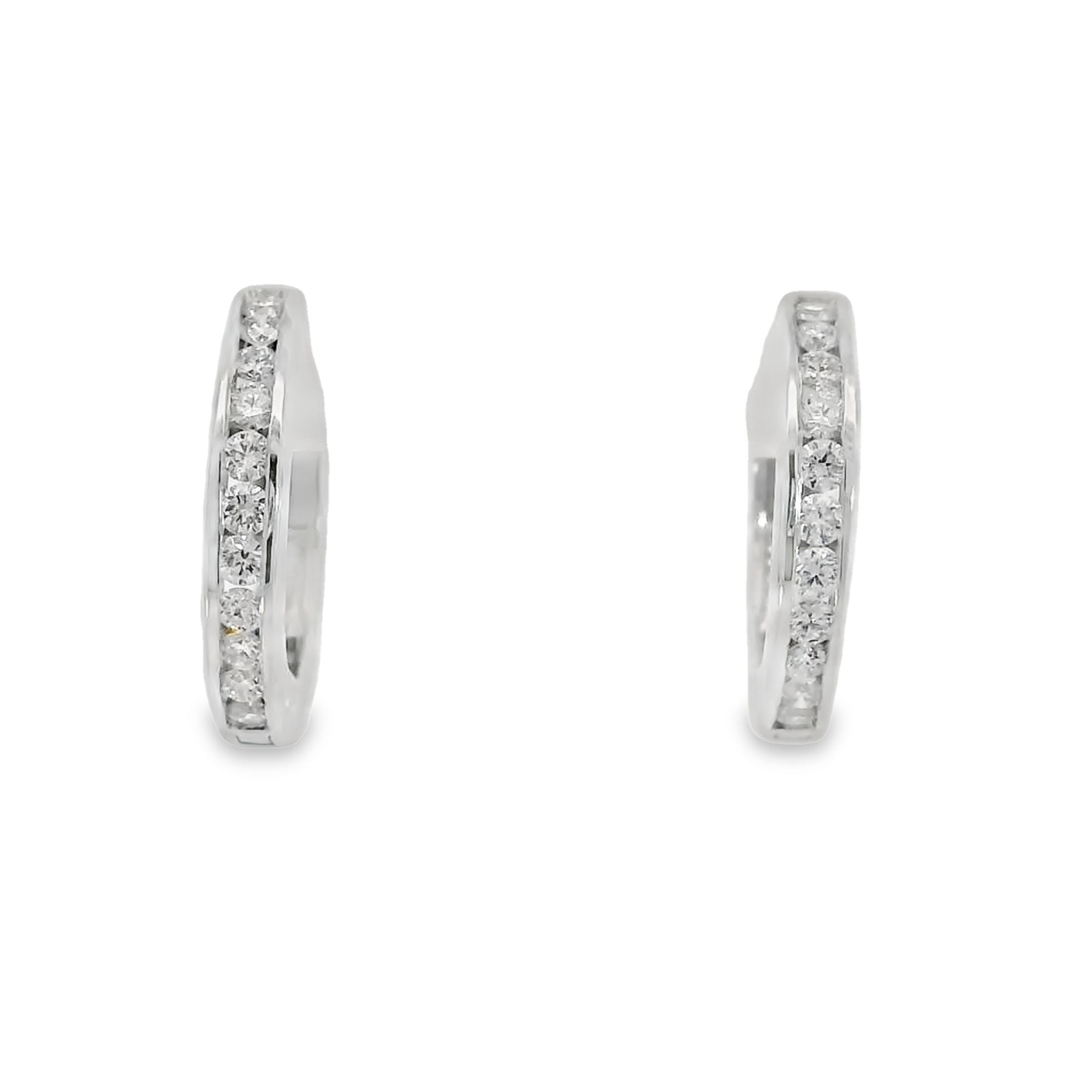 1/3ctw Round Diamond White Gold Hoop Earrings