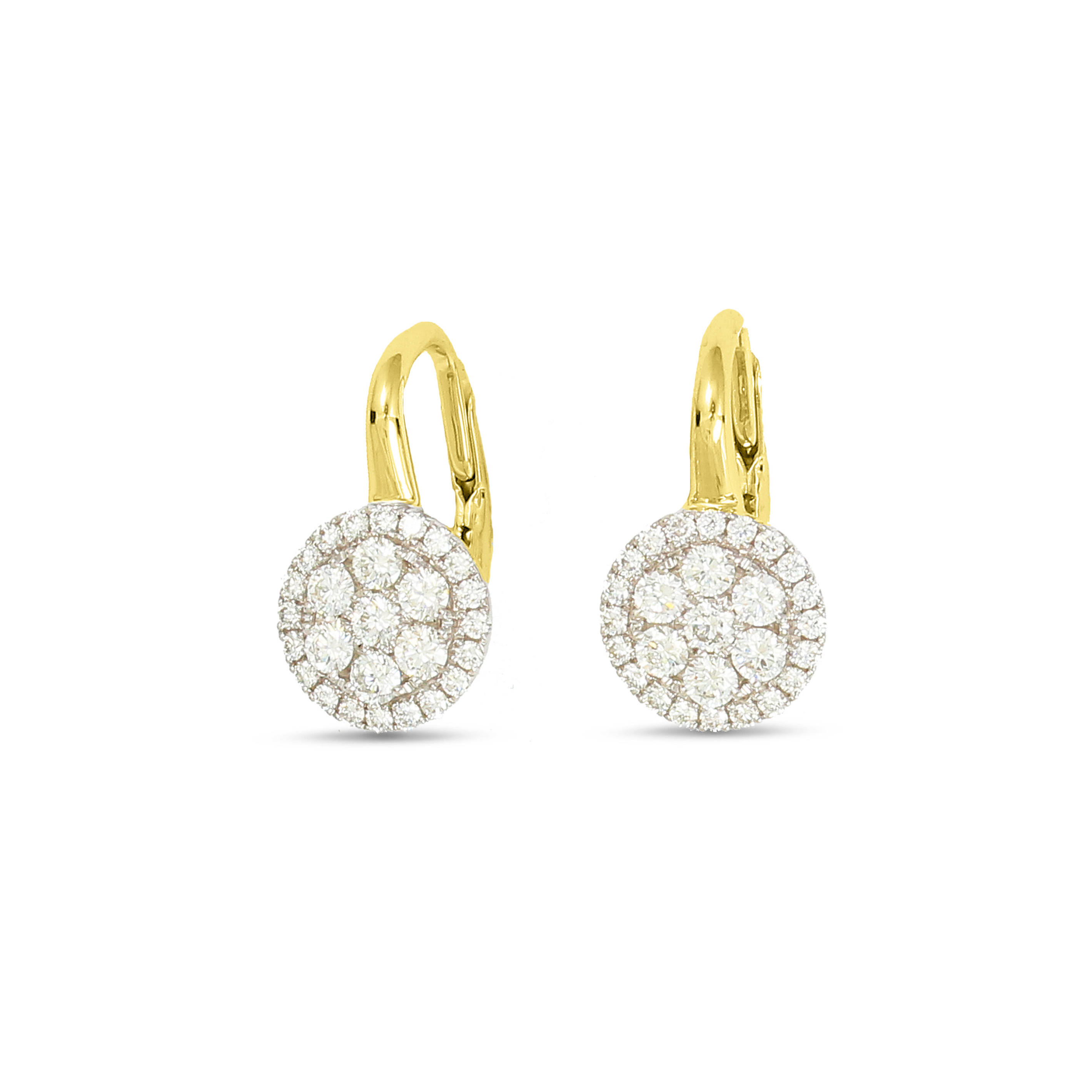 3/5ctw Round Diamond Cluster Drop Two-Tone Earrings