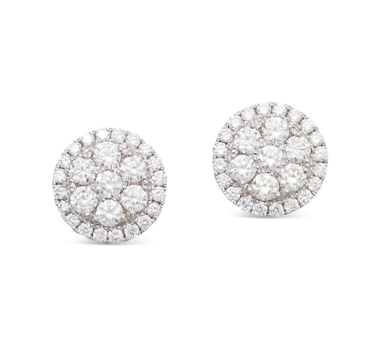3/5ctw Round Diamond Cluster White Gold Stud Earrings l Small