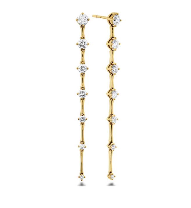 1 1/10ctw Graduated Diamond Yellow Gold Drop Earrings l MEMOIRE