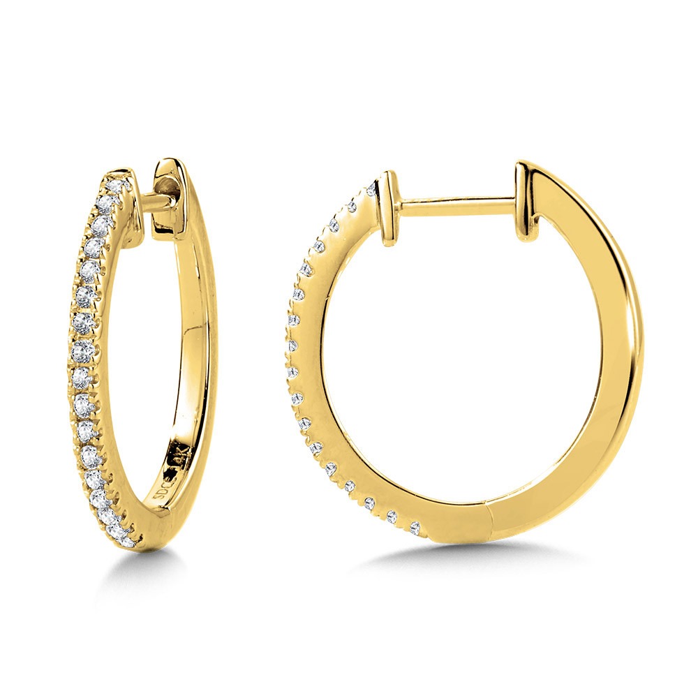 Yellow Gold 1/10ctw Diamond Hoop Earrings