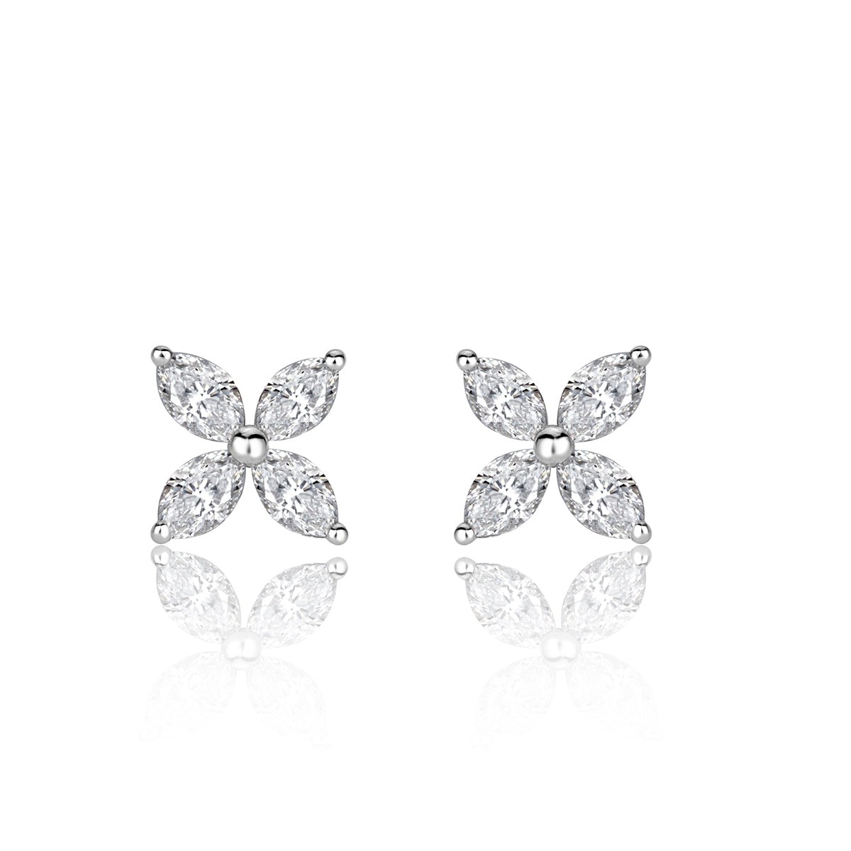 1/2ctw Diamond Marquise Floral White Gold Stud Earrings