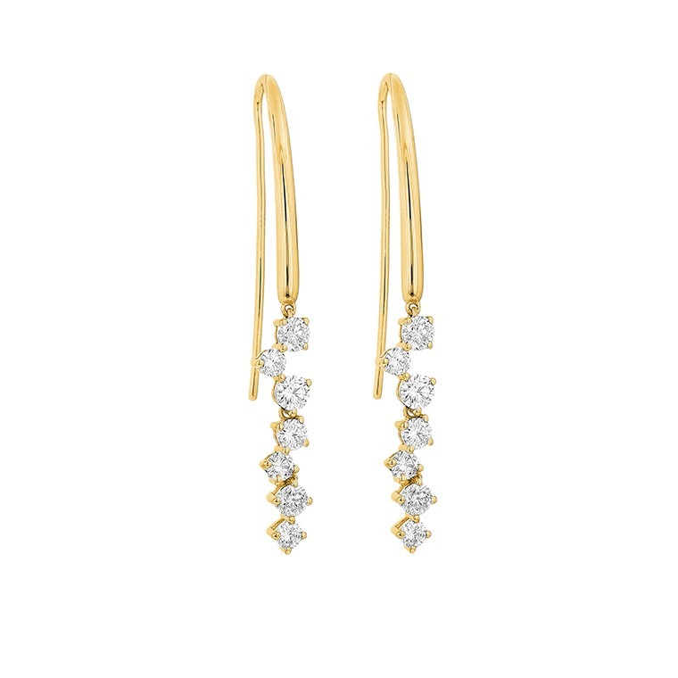 9/10ctw Diamond Yellow Gold Dangle Earrings