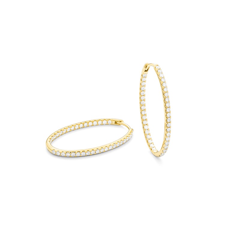 9/10ctw Diamond Yellow Gold Oval Inside Out Hoop Earrings