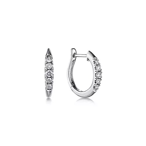 1/5ctw Classic Round Diamond Hoop White Gold Earrings