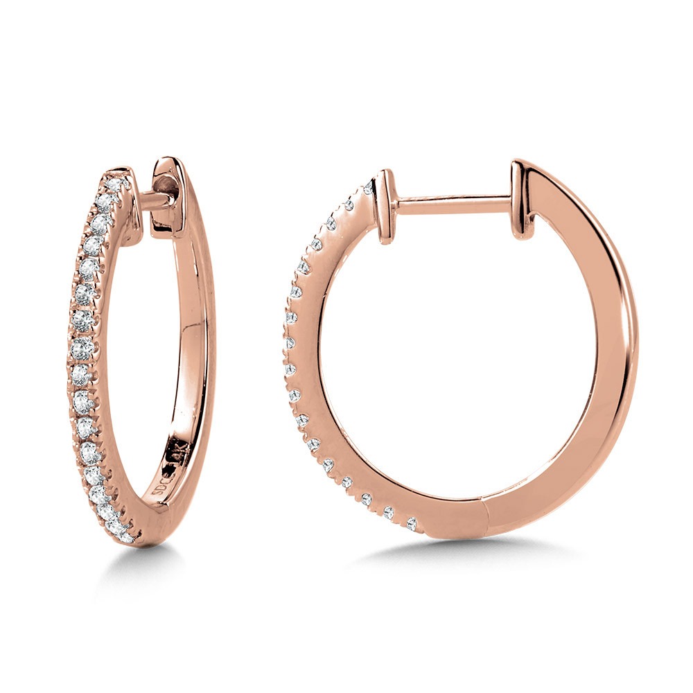 Rose Gold 1/10ctw Diamond Petite Round Hoop Earrings