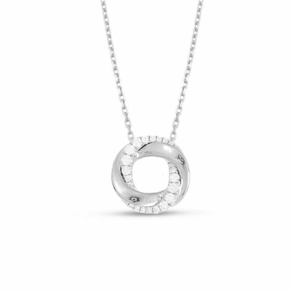 White Gold 3/20ctw Diamond Twisted Circle Pendant Necklace