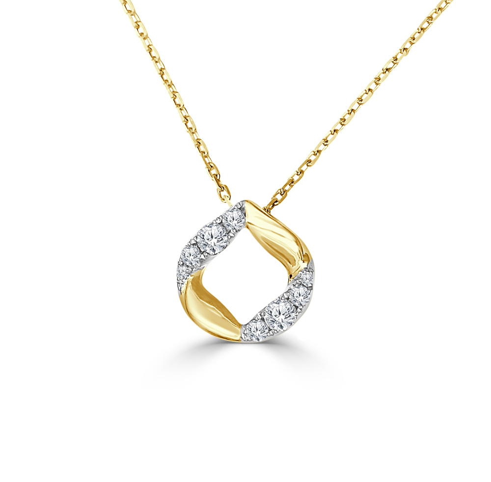 1/5ctw Open Diamond Pave Two-Tone Pendant Necklace