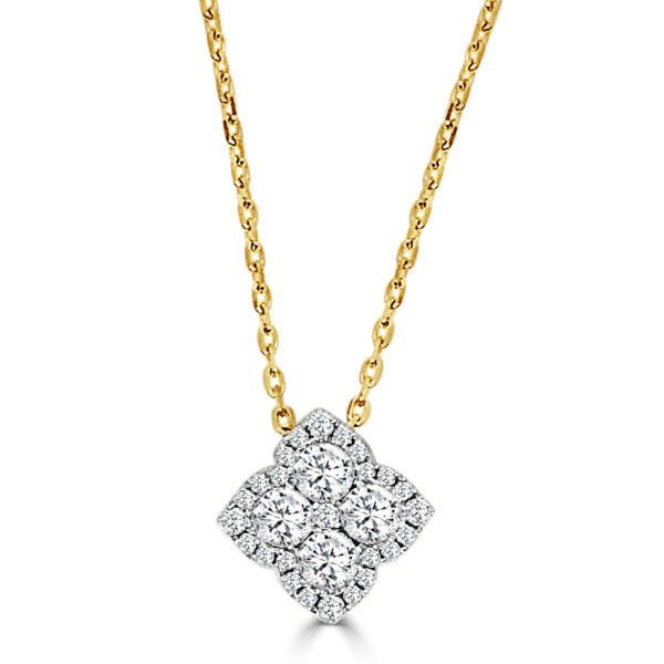 2/5cts Diamond Flower Two-Tone Pendant Necklace
