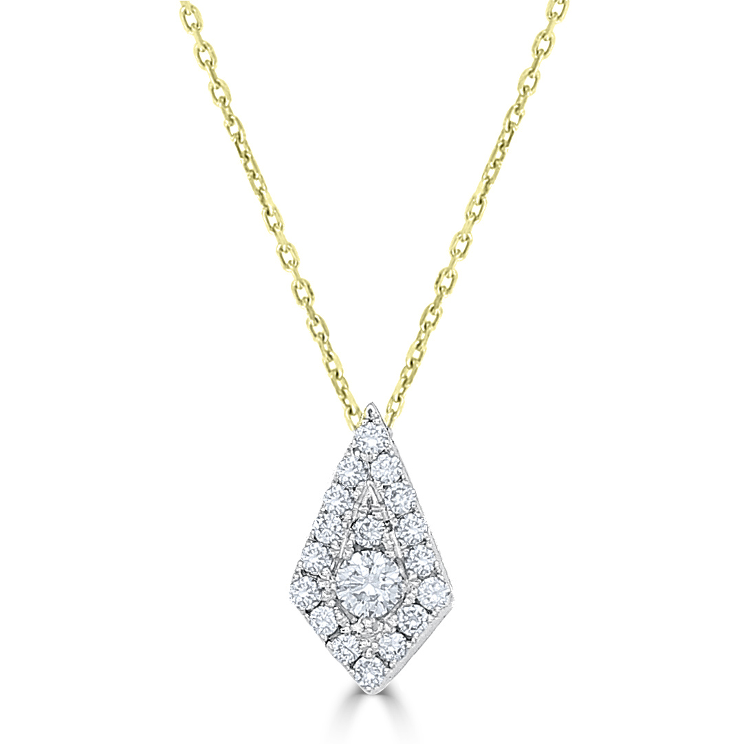 3/20ctw Diamond Kite Two-Tone Pendant Necklace
