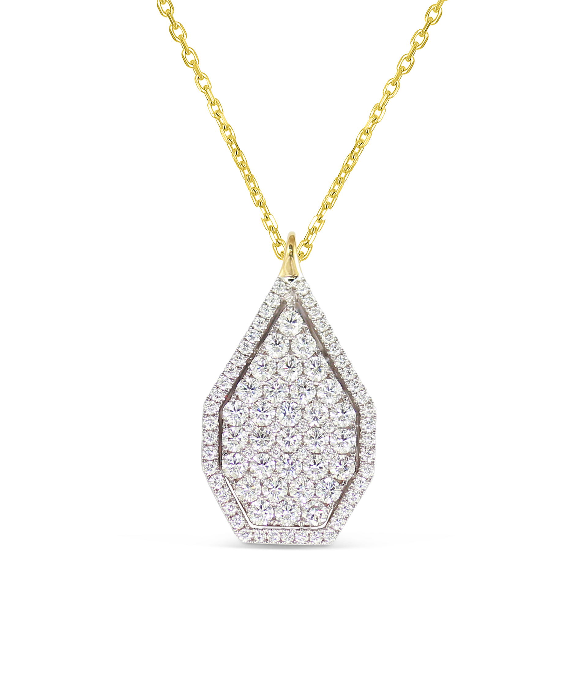 1 1/3ctw Round Diamond Pearshaped Two-Tone Pendant Necklace