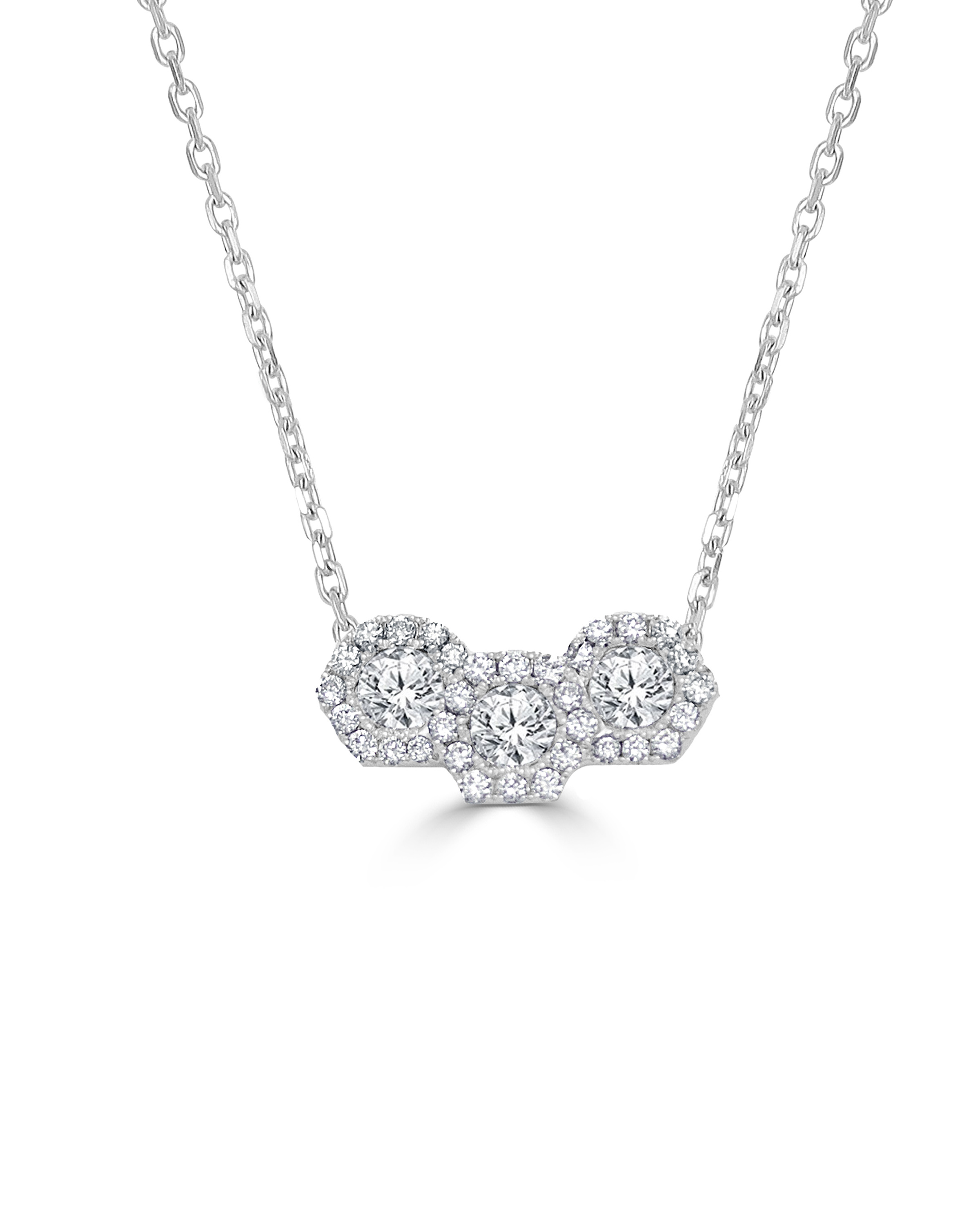 1/2ctw Diamond Cluster Three-Stone White Gold Pendant Necklace