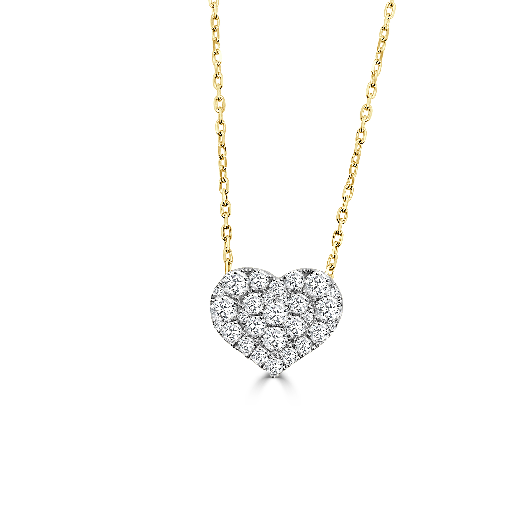 1 3/20ctw Diamond Heart Shape Cluster Two-Tone Pendant Necklace
