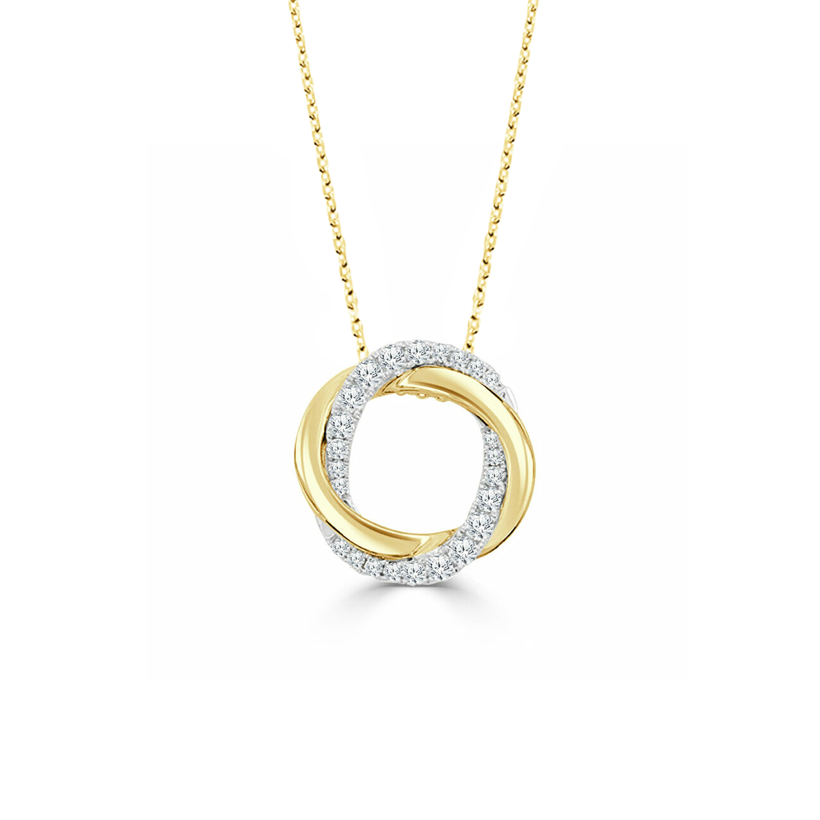2/5ctw Diamond Twisted Circle Two-Tone Pendant Necklace