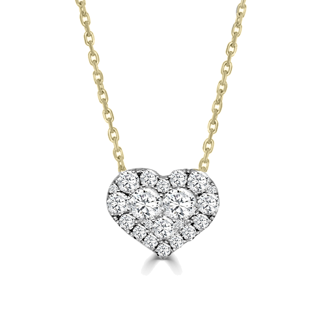 3/5ctw Diamond Heart Shape Cluster Two-Tone Pendant Necklace