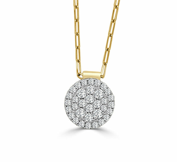 9/10ctw Round Diamond Cluster Two-Tone Pendant Necklace