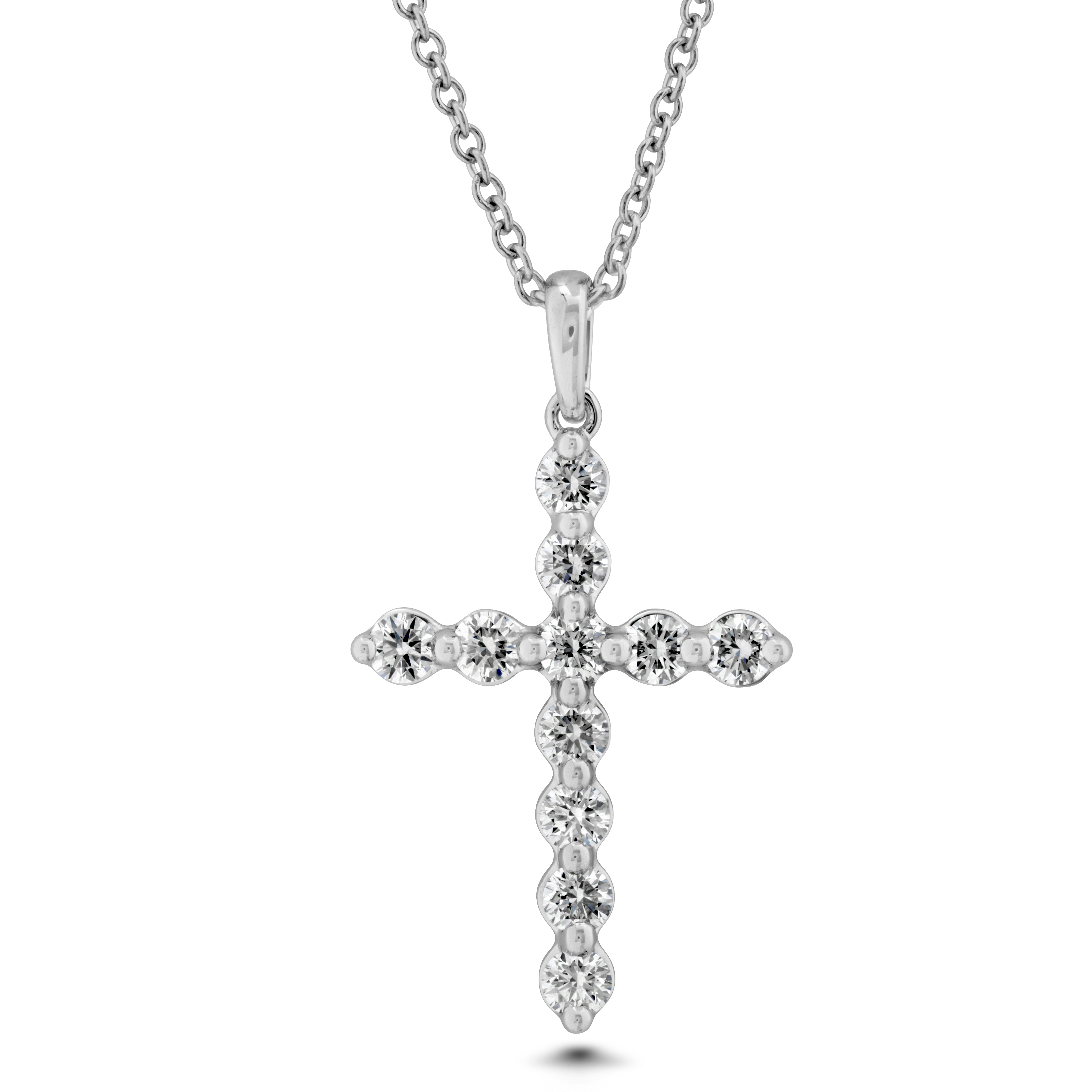 3/5ctw Diamond White Gold Cross Pedant Necklace l MEMOIRE